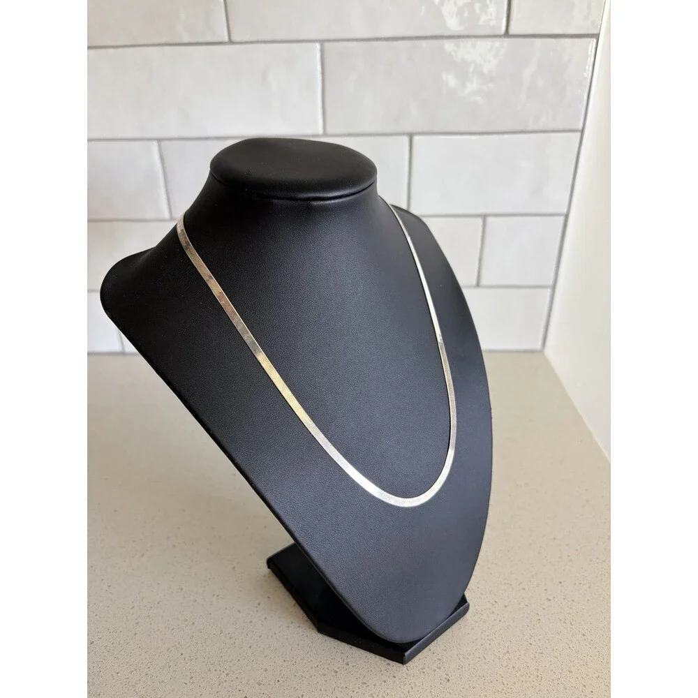 20” 5mm, Vintage Italian sterling silver necklace, Italy 925 herringbone chain